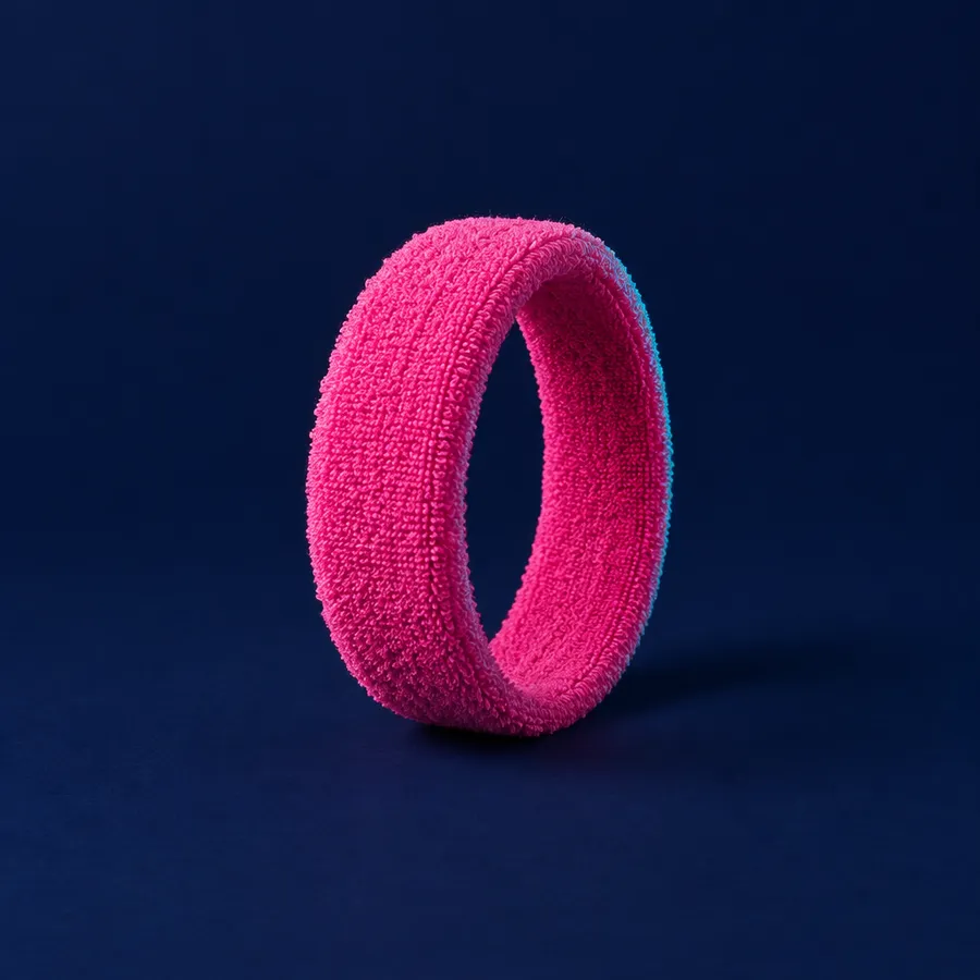 Hot pink terry cloth headband.